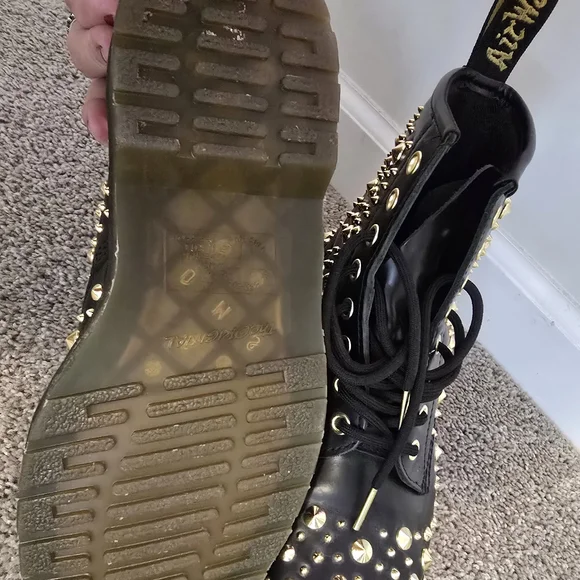 Dr. Martens Black and Gold Studded Boots - Picture 4 of 5